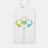 Retro Boombox Indie Mixtape Bruiloft Blauw / Lime Cadeaulabel (Achterkant)