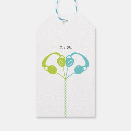 Retro Boombox Indie Mixtape Bruiloft Blauw / Limoe Cadeaulabel (Achterkant)