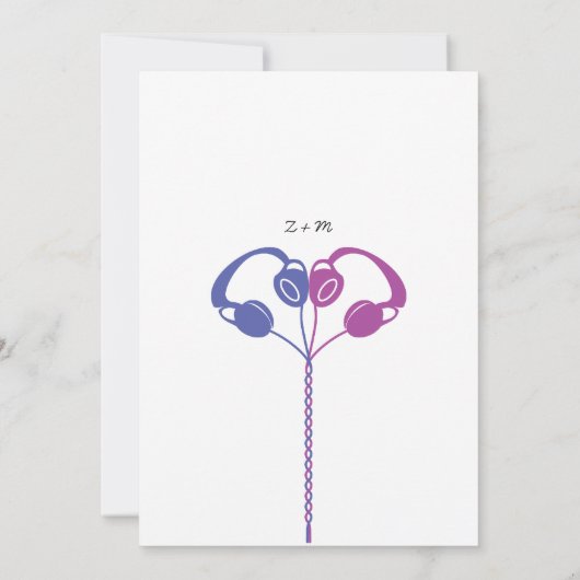 Retro Boombox Indie Mixtape Bruiloft (Paarse/Blauw Kaart (Achterkant)