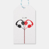 Retro Boombox Indie Mixtape Bruiloft Rood / Zwart Cadeaulabel (Achterkant)