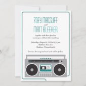 Retro Boombox Indie Mixtape Wedding (Blauwgroen / Kaart (Voorkant)