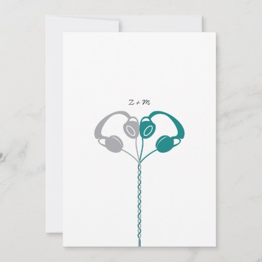 Retro Boombox Indie Mixtape Wedding (Blauwgroen / Kaart (Achterkant)