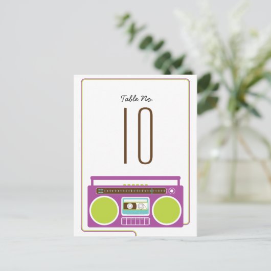 Retro Boombox Indie Mixtape Wedding (Paars/Limoen) Briefkaart (Staand voorkant)