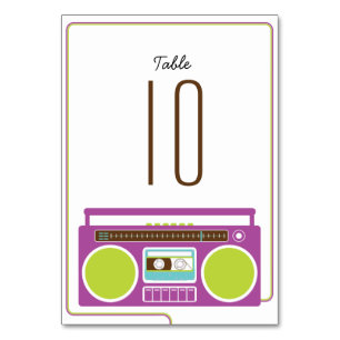 Retro Boombox Indie Mixtape Wedding (Paars/Limoen) Kaart