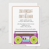 Retro Boombox Indie Mixtape Wedding (Paars/Limoen) Kaart (Voorkant / Achterkant)