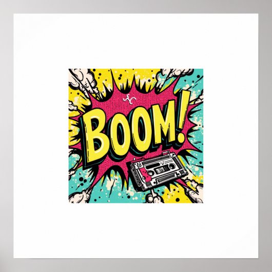 Retro Boombox Knal Poster (Voorkant)