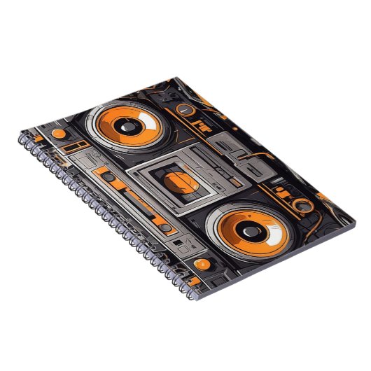 Retro Boombox Sketchbook Vibes Notitieboek (Rechterzijde)