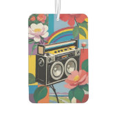 Retro Boombox With Rainbows And Flowers Luchtverfrisser (Achterkant)