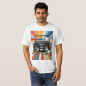 Retro Boombox With Rainbows And Flowers T-shirt (Voorkant volledig)