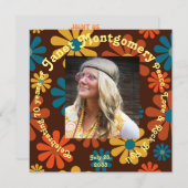 Retro Boomer Flower Power Foto Verjaardag (Voorkant / Achterkant)