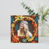 Retro Boomer Flower Power Foto Verjaardag (Staand voorkant)