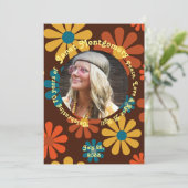 Retro Boomer Flower Power Foto Verjaardag Kaart (Staand voorkant)