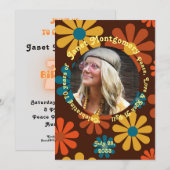 Retro Boomer Flower Power Foto Verjaardag Kaart (Voorkant / Achterkant)