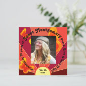 Retro Boomer Hippy Sunrise Foto Verjaardag (Staand voorkant)