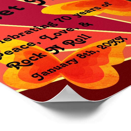 Retro Boomer Hippy Sunrise Foto Verjaardag Poster (Hoek)