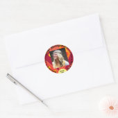 Retro Boomer Hippy Sunrise Foto Verjaardag Ronde Sticker (Envelop)