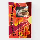 Retro Boomer Hippy Sunrise Foto Verjaardag Spandoek (Verticaal)