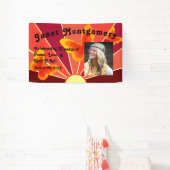 Retro Boomer Hippy Sunrise Foto Verjaardag Spandoek (Insitu)