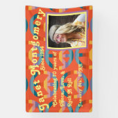 Retro Boomer Rainbow Peace Sign Foto Verjaardag Spandoek (Verticaal)