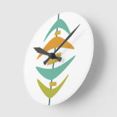 Retro Boomerang Aqua Oranje Green Mid Century Ronde Klok (Hoek)