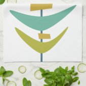 Retro Boomerang Aqua Oranje Green Mid Century Theedoek (Gevouwen)