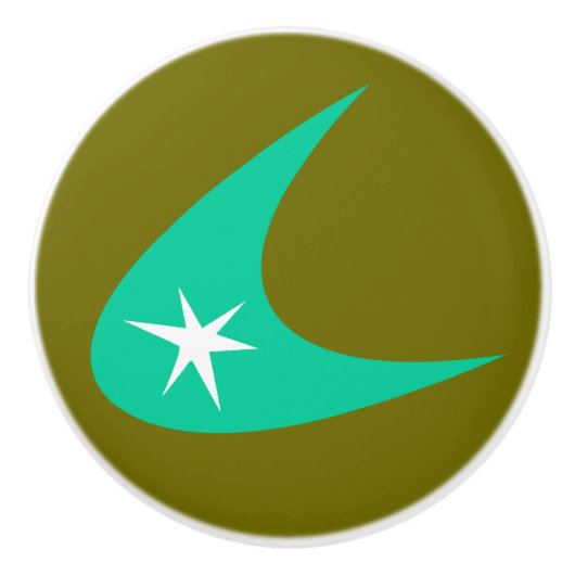 Retro Boomerang Keramische Knop (Voorkant)