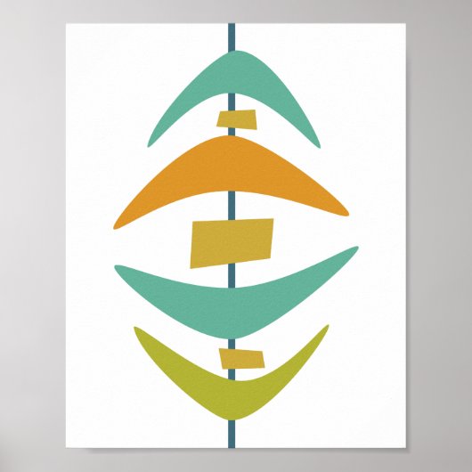 Retro Boomerang Mid Century Modern Style Poster (Voorkant)