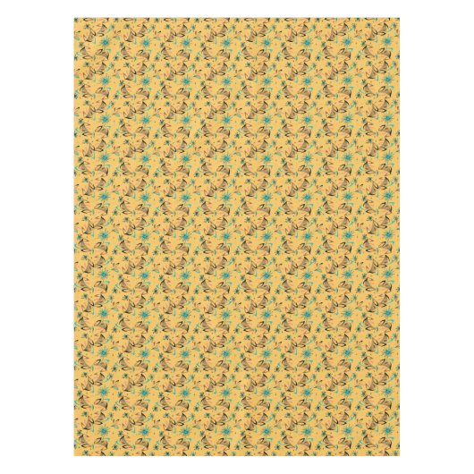 Retro Boomerang Sputnik Yellow Black Tafelkleed (Voorkant)