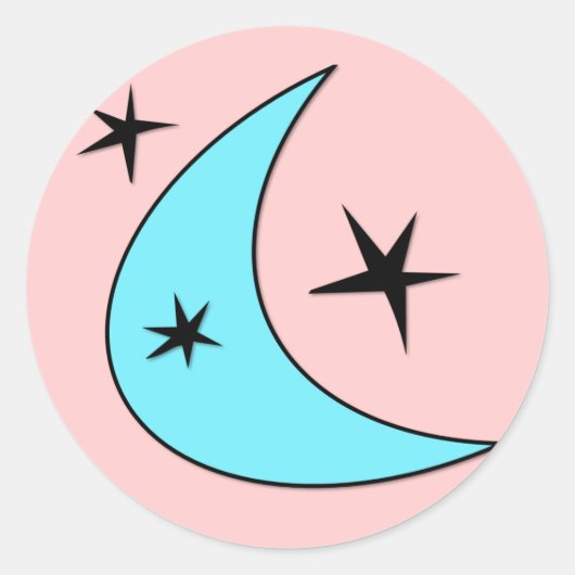 Retro Boomerang Stars Ronde Sticker (Voorkant)