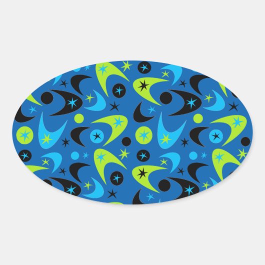 Retro Boomerangs Ovale Sticker (Voorkant)