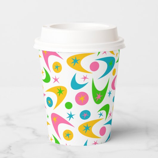 Retro Boomerangs papierbekertjes Papieren Bekers (Achterkant)