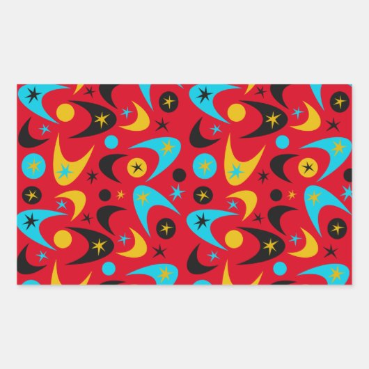 Retro Boomerangs Rechthoekige Sticker (Voorkant)