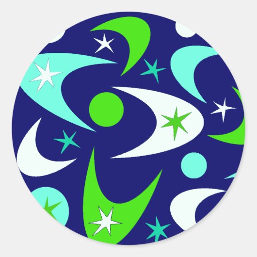 Retro Boomerangs Ronde Sticker (Voorkant)
