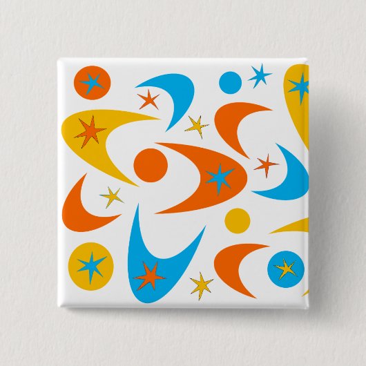 Retro Boomerangs Vierkante Button 5,1 Cm (Voorkant)