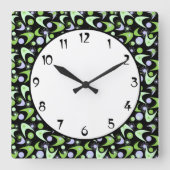 Retro Boomerangs Vierkante Klok (Voorkant)