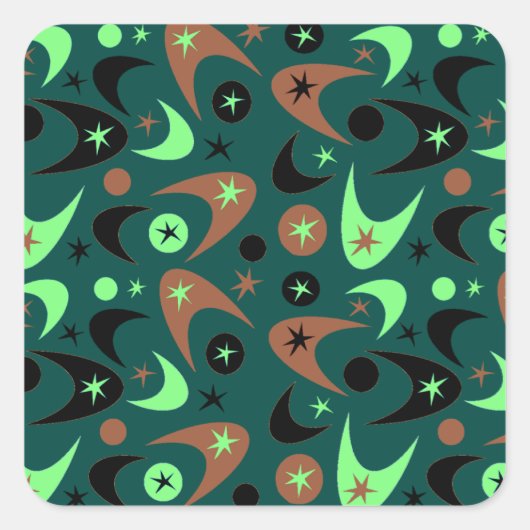 Retro Boomerangs Vierkante Sticker (Voorkant)