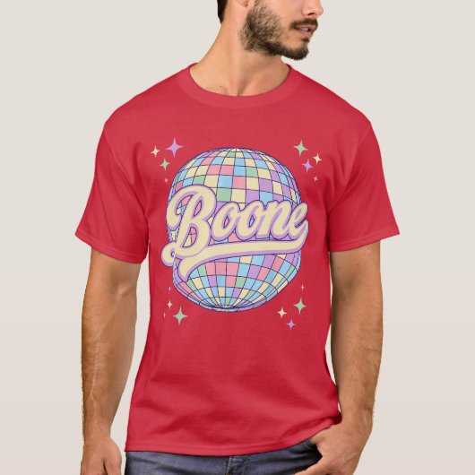 Retro Boone First Name Personalized Disco 80s Birt T-shirt (Voorkant)