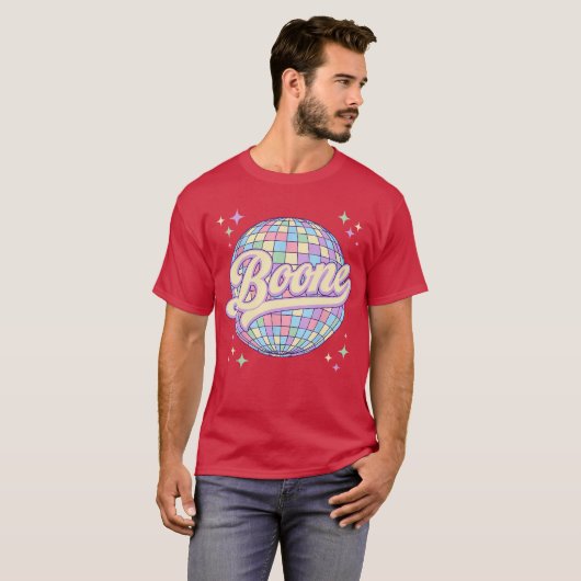 Retro Boone First Name Personalized Disco 80s Birt T-shirt (Voorkant volledig)