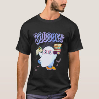 Retro Booooks Spook Halloween Leraar Boekerij T-shirt