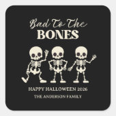 Retro Boos & Booze Enge Halloween Vierkante Sticker (Voorkant)