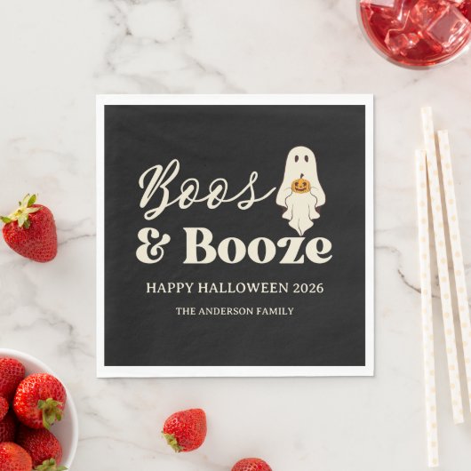 Retro Boos & Booze Spooky Halloween Servet (Insitu)