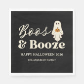 Retro Boos & Booze Spooky Halloween Servet (Voorkant)