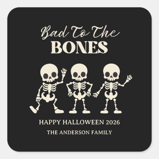 Retro Boos & Booze Spooky Halloween Vierkante Sticker (Voorkant)