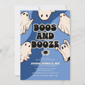 Retro Boos en drank Halloween-feest Kaart (Voorkant)