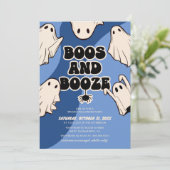 Retro Boos en drank Halloween-feest Kaart (Staand voorkant)
