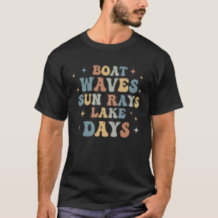 Retro Boot Waves Zonnestralen Meer Dagen Zeilboot T-shirt