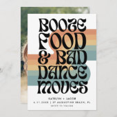 Retro Booze Food Bad Dance Moves Bruiloft Save The Date (Voorkant / Achterkant)