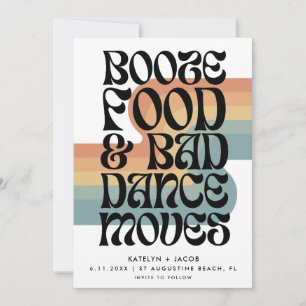Retro Booze Food Bad Dance Moves Bruiloft Save The Date