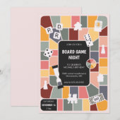 Retro bord spel nacht feest kaart (Voorkant / Achterkant)