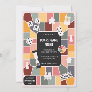 Retro bord spel nacht feest kaart